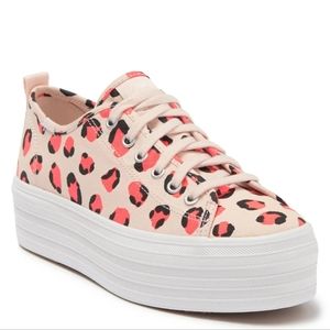 Keds Womens Sneaker Platform Triple Up sz 10 Leopard Cheetah Print Canvas Pink